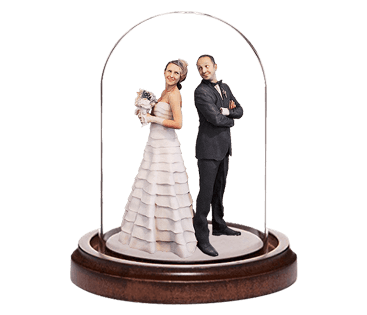 Wedding Cake Topper in a Glass Dome CakeTopper In a Dome
